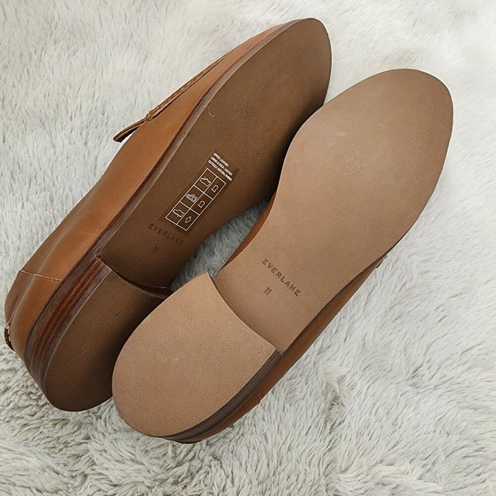Everlane Modern Loafer Camel Tan Leather Slip On Stacked Heel Shoes Size 11 - Picture 10 of 13